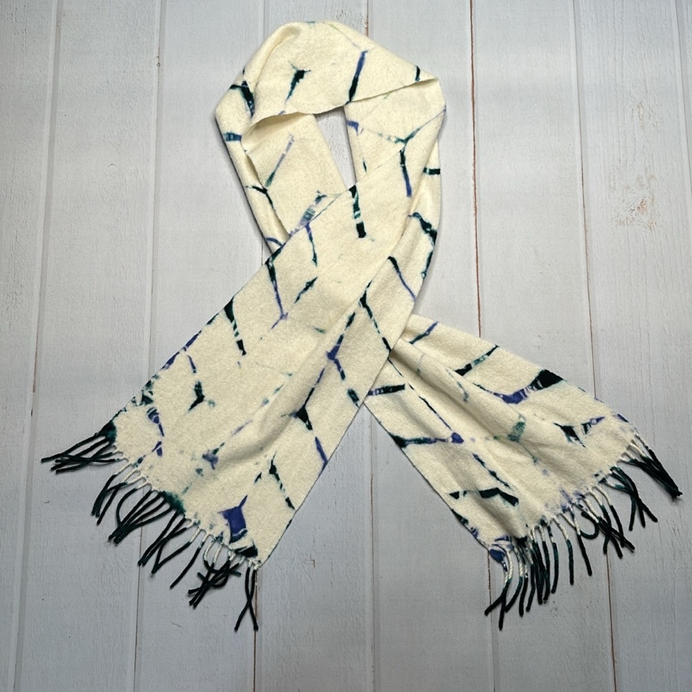 Cashmere scarf hand dyed blue and green